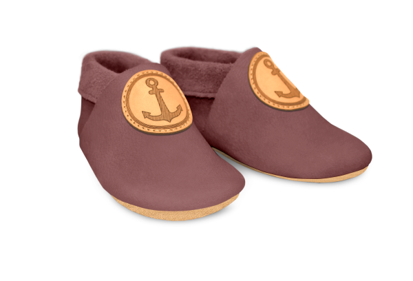 Krabbelschuhe Anker in Campi, Paar schräg von vorn