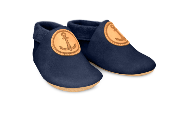 Krabbelschuhe Anker in Ocean, Paar schräg von vorn