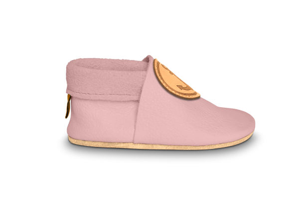 Krabbelschuhe Anker in Rosa, Seitenansicht