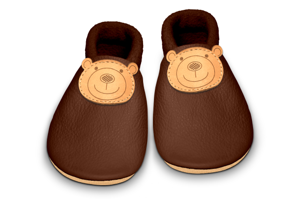 Krabbelschuhe Bär in Brownie, Paar von oben