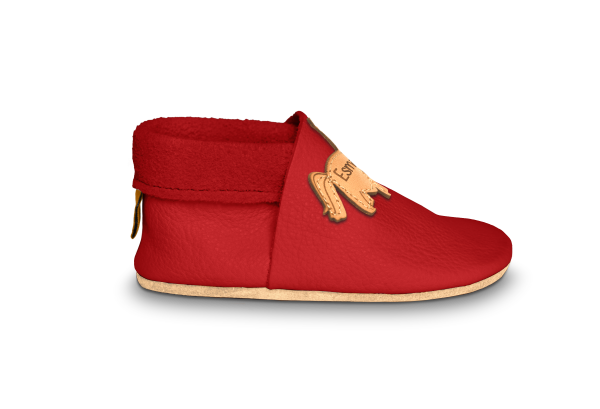 Krabbelschuhe Einhorn mit Namen in Rosty, Seitenansicht