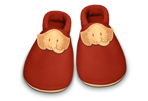 Krabbelschuhe Elefant in Rosty, Paar von oben
