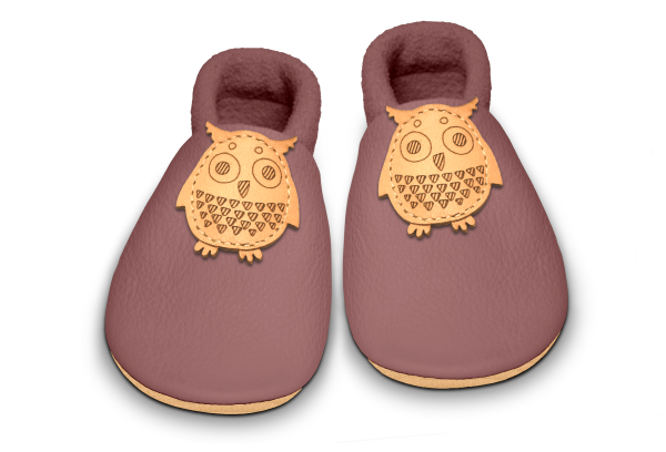 Krabbelschuhe Eule in Campi, Paar von oben