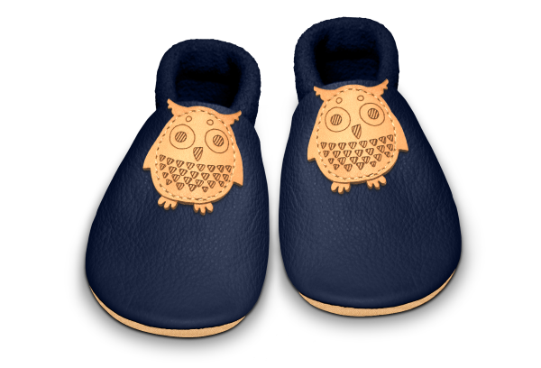 Krabbelschuhe Eule in Ocean, Paar von oben