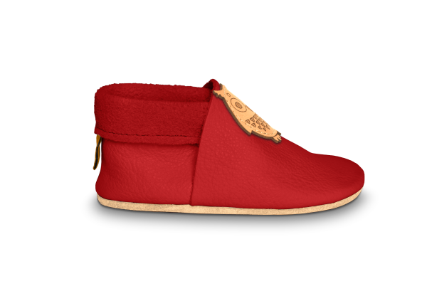 Krabbelschuhe Eule in Rosty, Seitenansicht