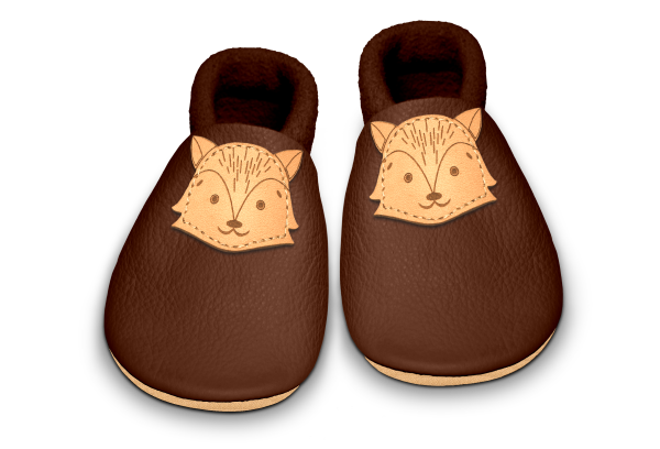 Krabbelschuhe Fuchs in Brownie, Paar von oben