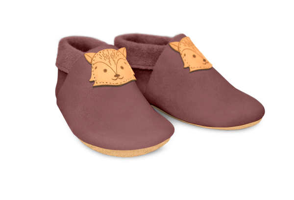 Krabbelschuhe Fuchs in Campi, Paar schräg von vorn
