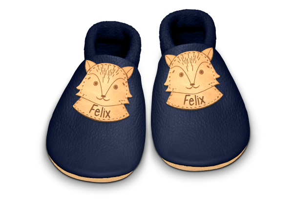 Krabbelschuhe Fuchs mit Namen in Ocean, Paar von oben