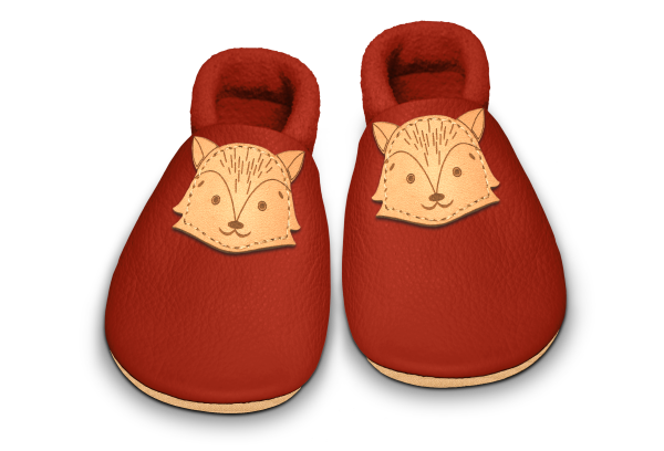 Krabbelschuhe Fuchs in Rosty, Paar von oben