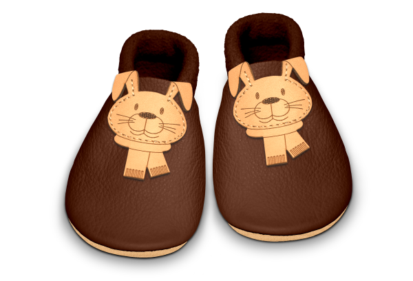 Krabbelschuhe Hase in Brownie, Paar von oben