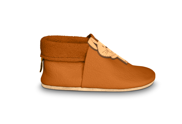 Krabbelschuhe Hase in Nugat, Seitenansicht