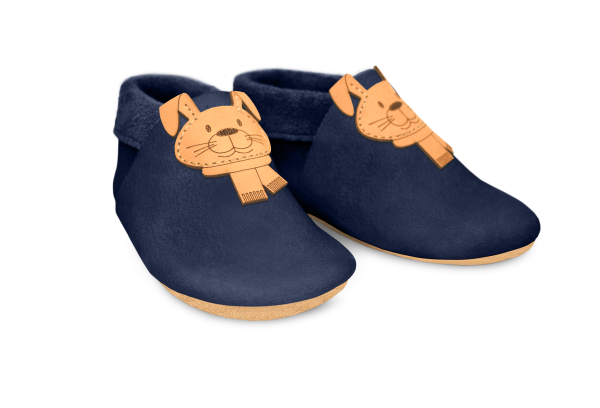 Krabbelschuhe Hase in Ocean, Paar schräg von vorn