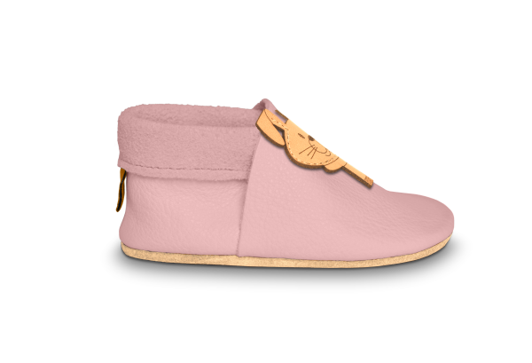 Krabbelschuhe Hase in Rosa, Seitenansicht