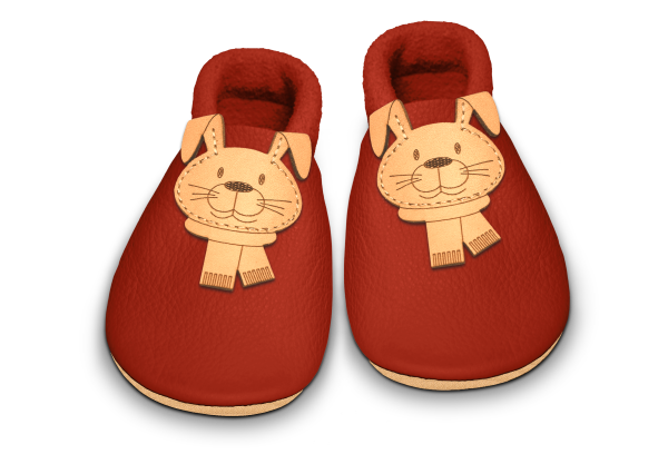 Krabbelschuhe Hase in Rosty, Paar von oben
