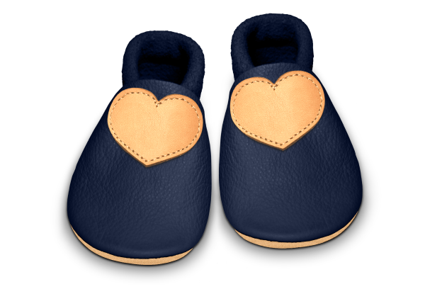 Krabbelschuhe Herz in Ocean, Paar von oben