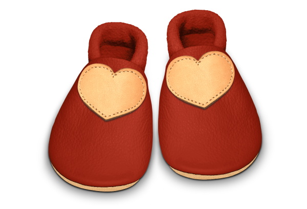 Krabbelschuhe Herz in Rosty, Paar von oben