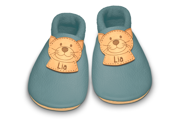 Krabbelschuhe Katze mit Namen in Palma, Paar von oben