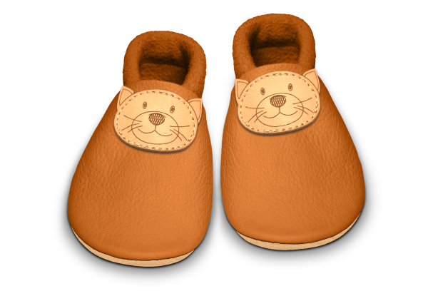 Krabbelschuhe Katze in Nugat, Paar von oben