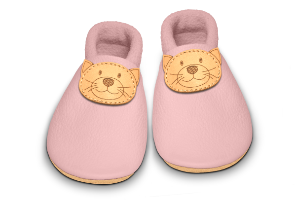 Krabbelschuhe Katze in Rosa, Paar von oben