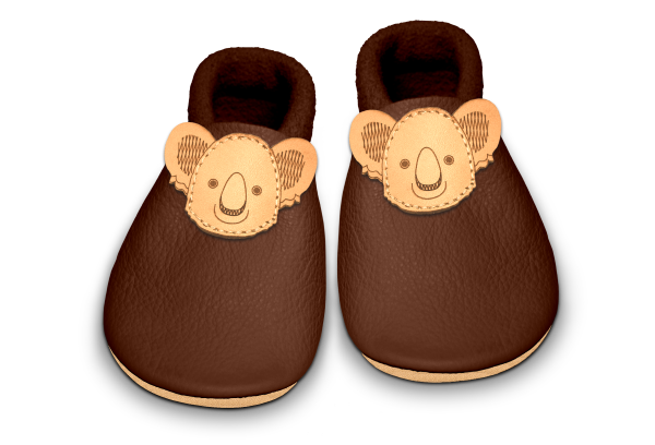 Krabbelschuhe Koala in Brownie, Paar von oben