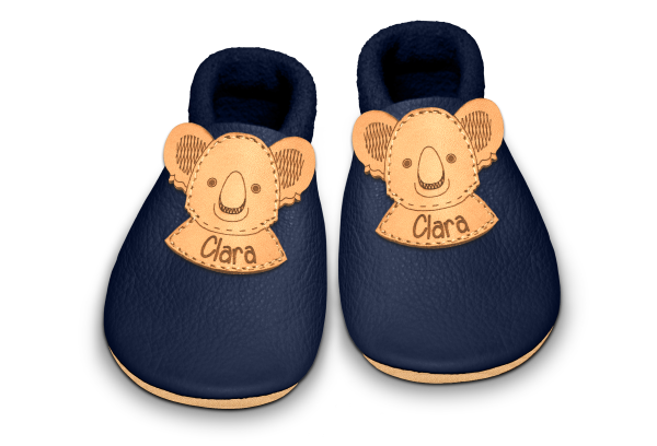 Krabbelschuhe Koala mit Namen in Ocean, Paar von oben