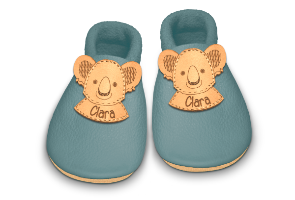 Krabbelschuhe Koala mit Namen in Palma, Paar von oben