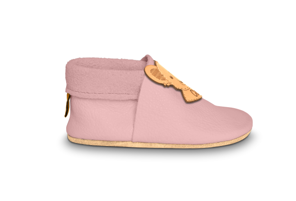Krabbelschuhe Koala mit Namen in Rosa, Seitenansicht