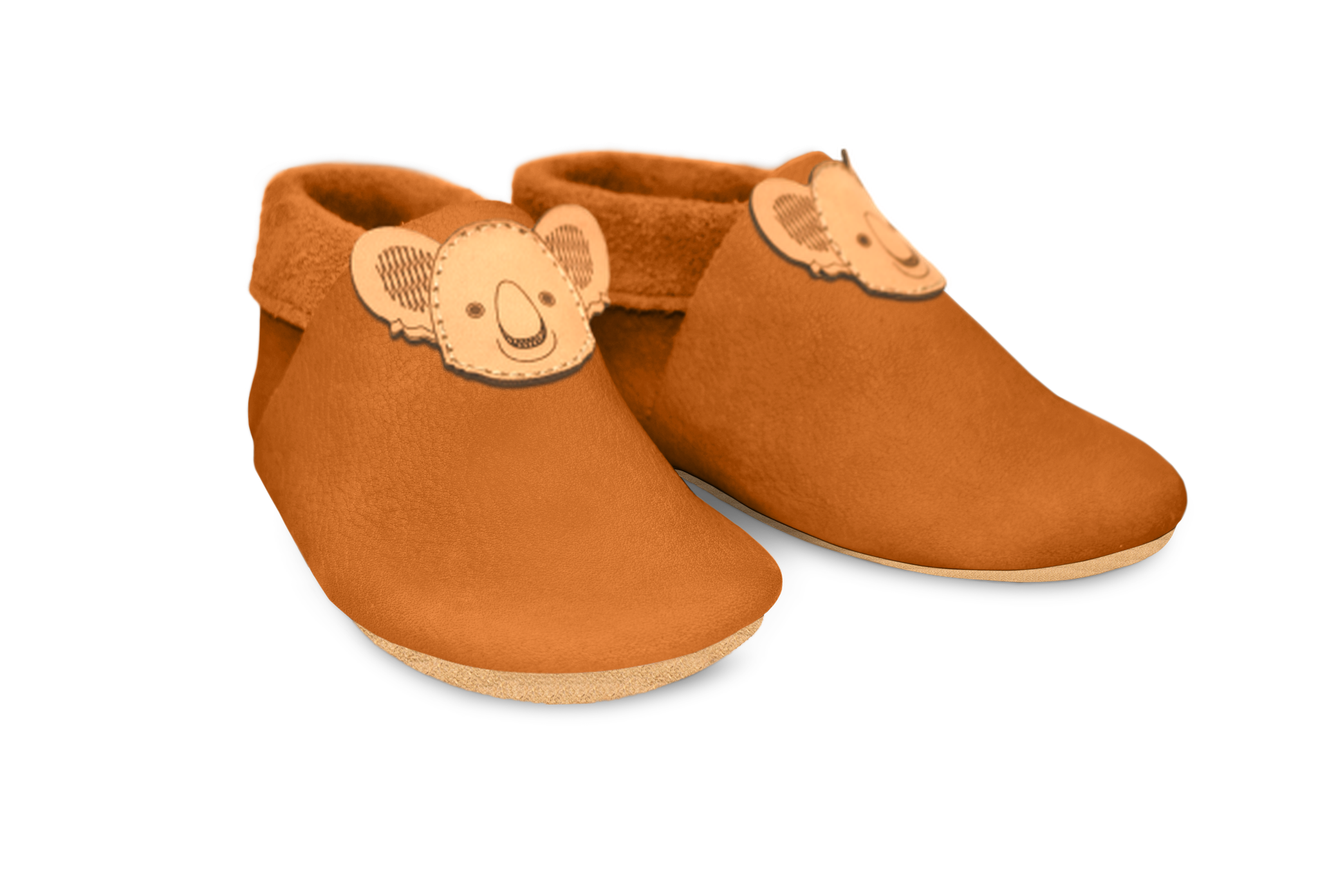 Krabbelschuhe Koala in Nugat, Paar schräg von vorn