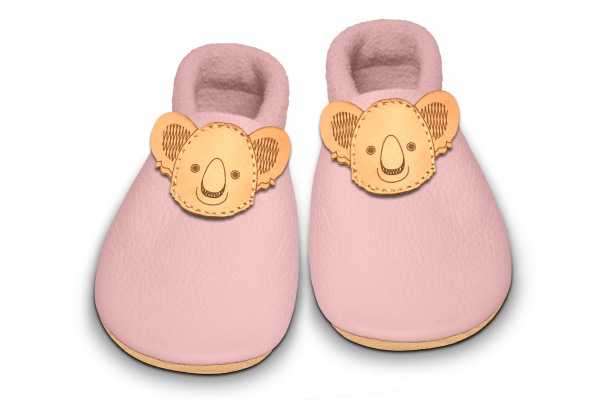 Krabbelschuhe Koala in Rosa, Paar von oben