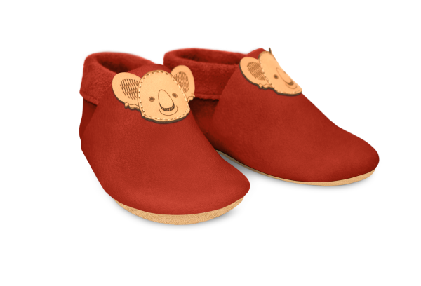 Krabbelschuhe Koala in Rosty, Paar schräg von vorn