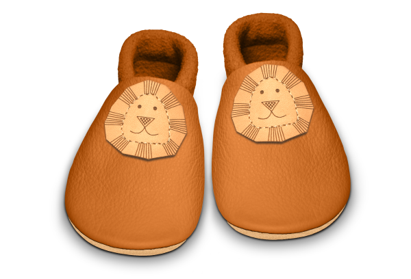 Krabbelschuhe Löwe in Nugat, Paar von oben