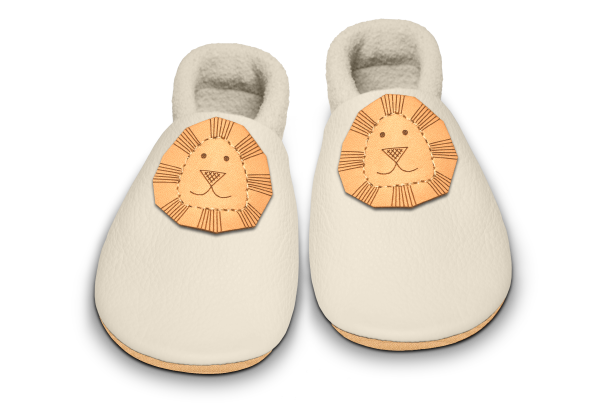 Krabbelschuhe Löwe in Tara, Paar von oben