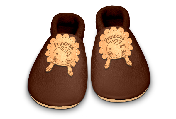 Krabbelschuhe Mädchen in Brownie, Paar von oben