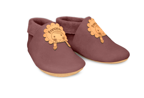 Krabbelschuhe Mädchen in Campi, Paar schräg von vorn