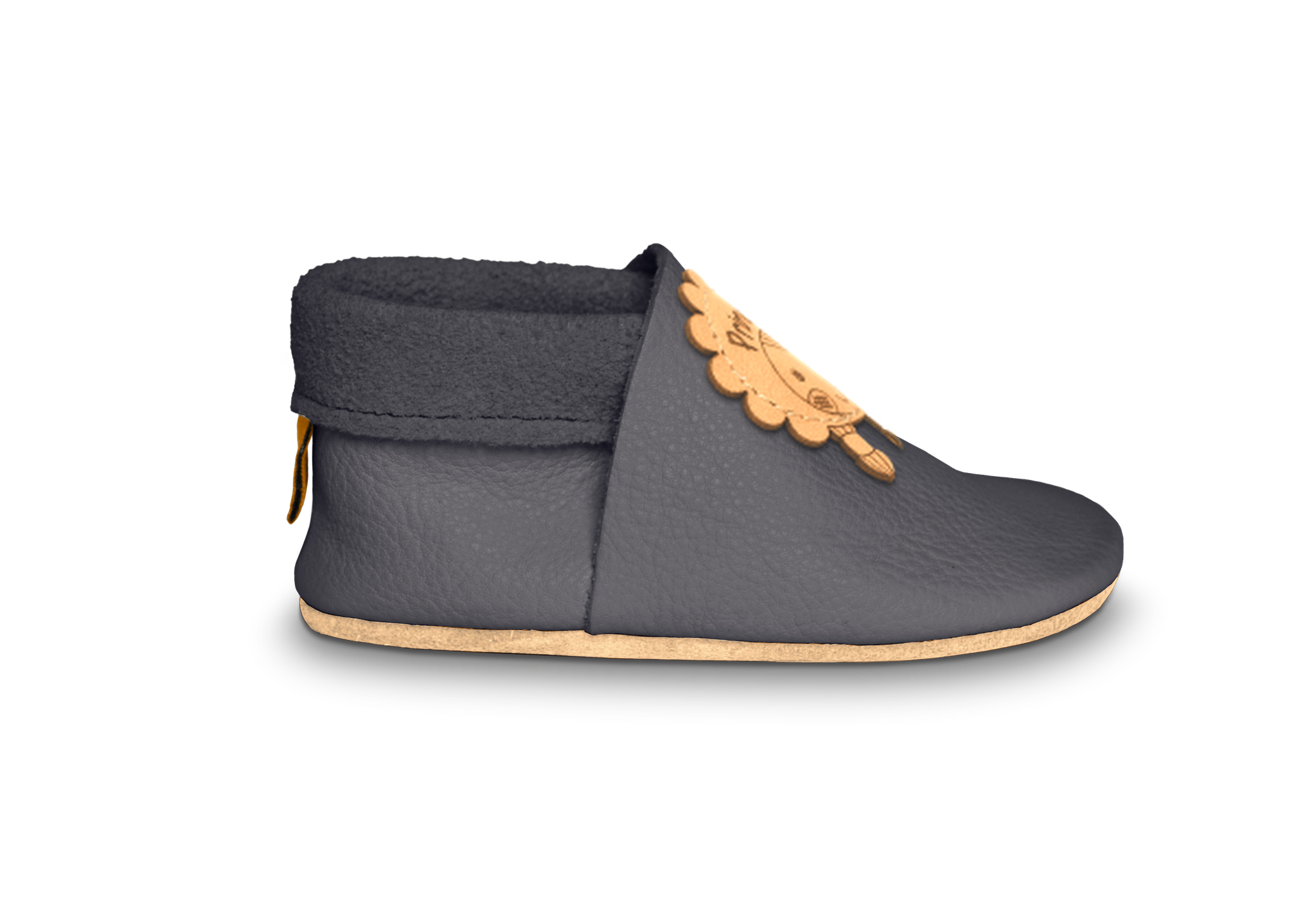 Krabbelschuhe Mädchen in Mausgrau, Seitenansicht