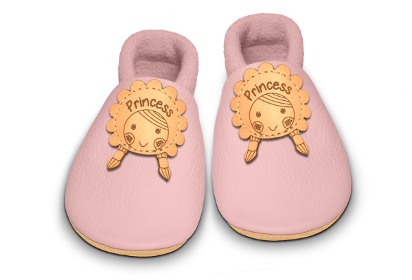 Krabbelschuhe Mädchen in Rosa, Paar von oben