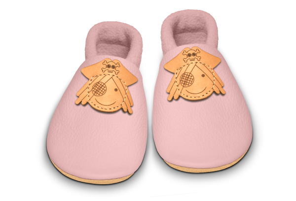 Krabbelschuhe Pirat in Rosa, Paar von oben