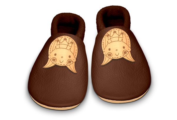 Krabbelschuhe Prinzessin in Brownie, Paar von oben