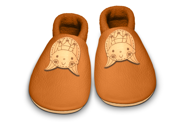 Krabbelschuhe Prinzessin in Nugat, Paar von oben