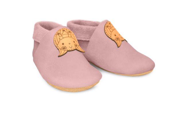 Krabbelschuhe Prinzessin in Rosa, Paar schräg von vorn