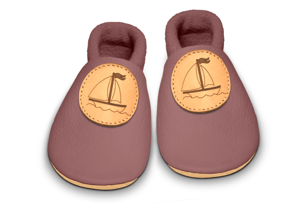 Krabbelschuhe Segelschiff in Campi, Paar von oben
