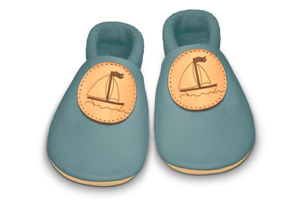 Krabbelschuhe Segelschiff in Palma, Paar von oben