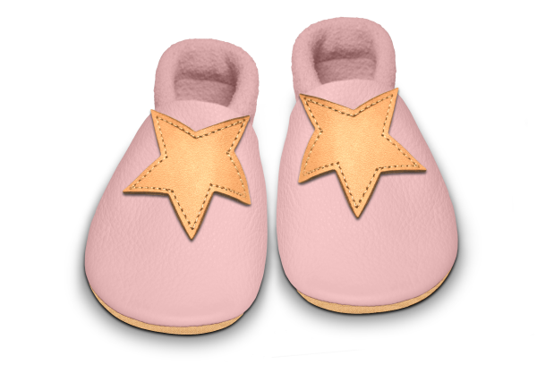 Krabbelschuhe Stern in Rosa, Paar von oben