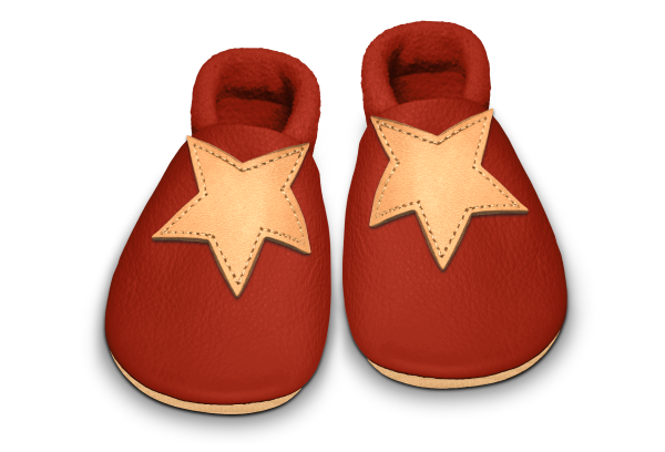 Krabbelschuhe Stern in Rosty, Paar von oben