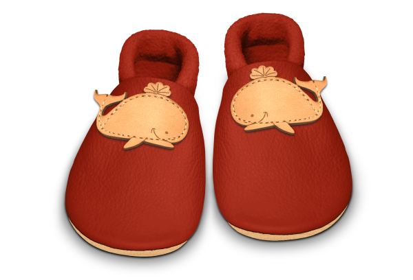 Krabbelschuhe Wal in Rosty, Paar von oben